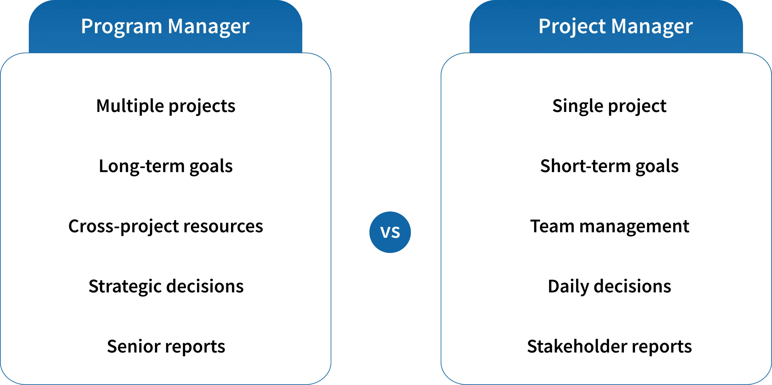 differences between program manager and project manager