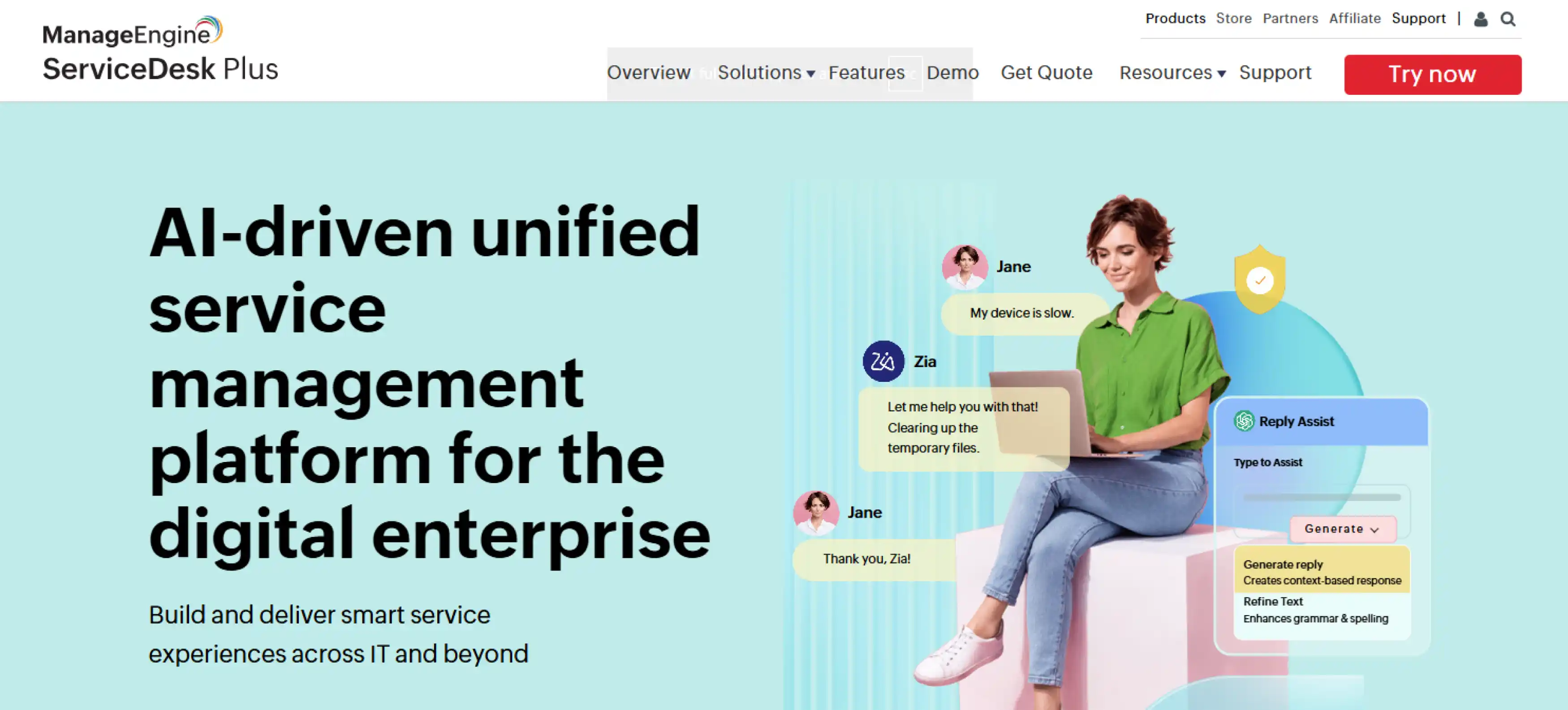ManageEngine ServiceDesk Plus dashboard