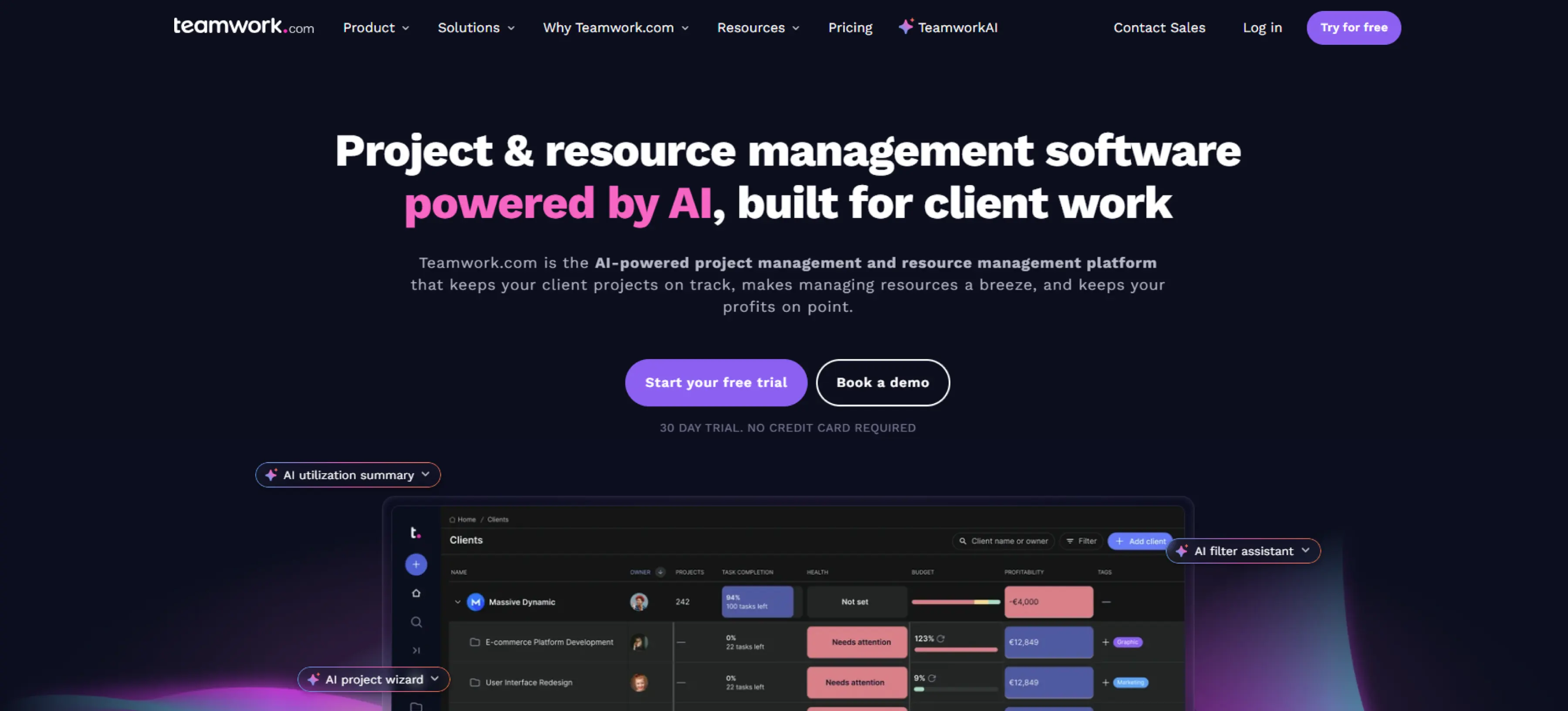 teamwork.com dashboard