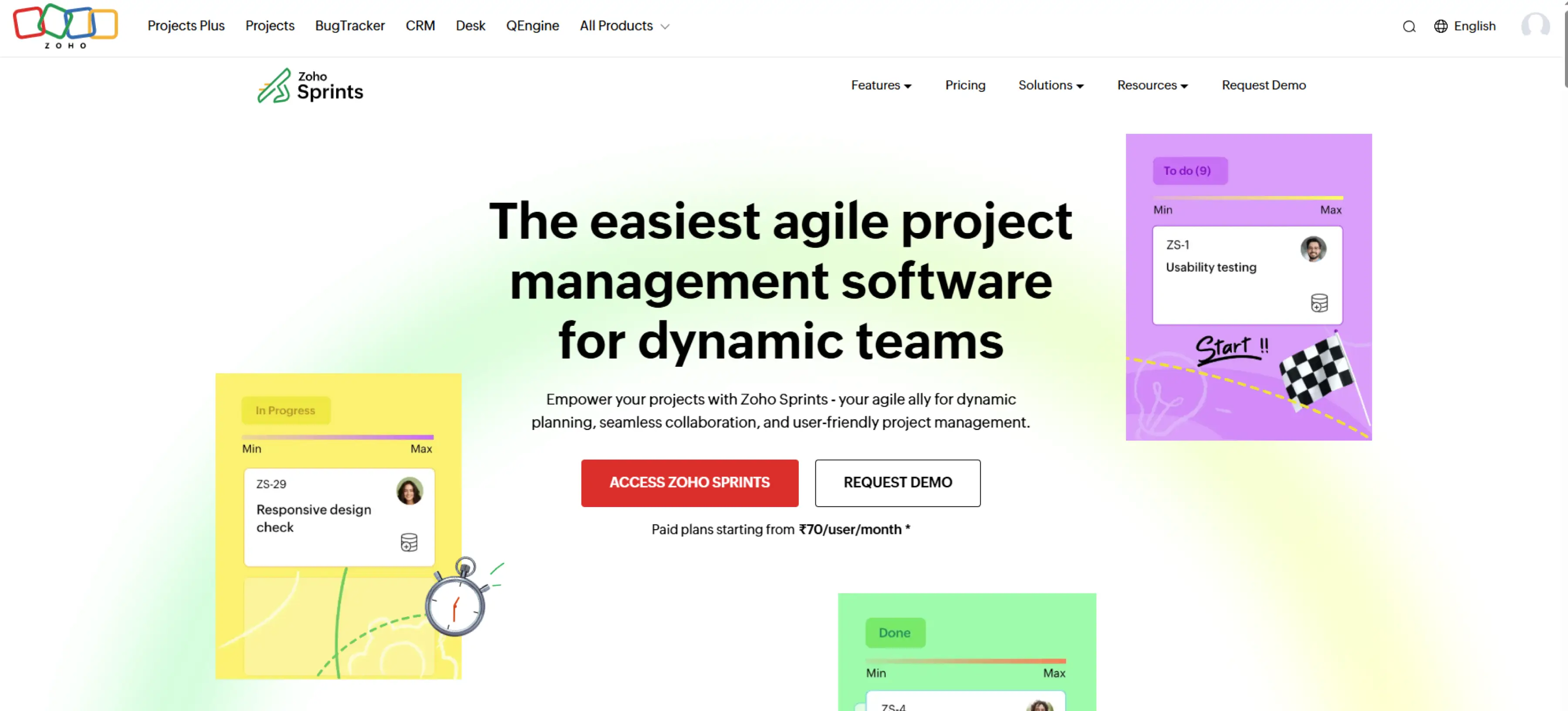 zoho sprints dashboard